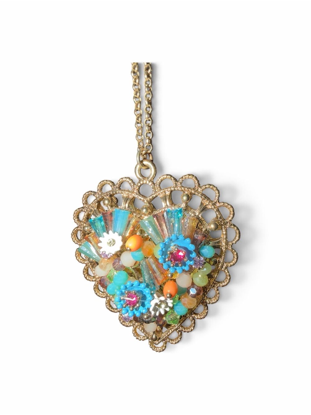 🌸 Betsey Johnson "Weave and Sew" Heart Pendant Necklace 🌸